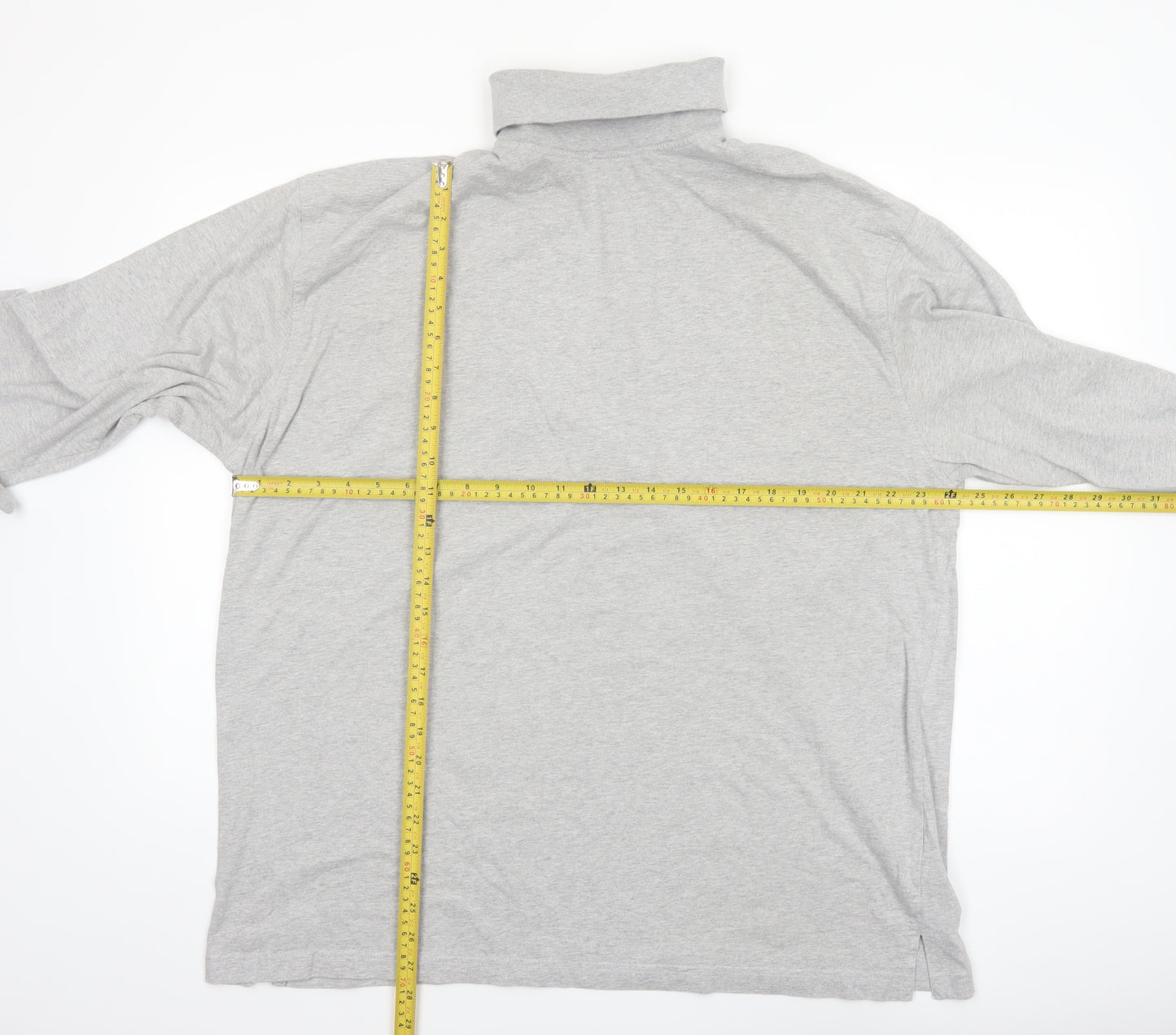 Glenmuir Men's Grey XL Long Sleeve Roll Neck Cotton T-Shirt