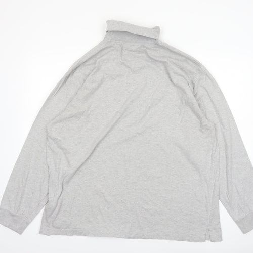 Glenmuir Men's Grey XL Long Sleeve Roll Neck Cotton T-Shirt