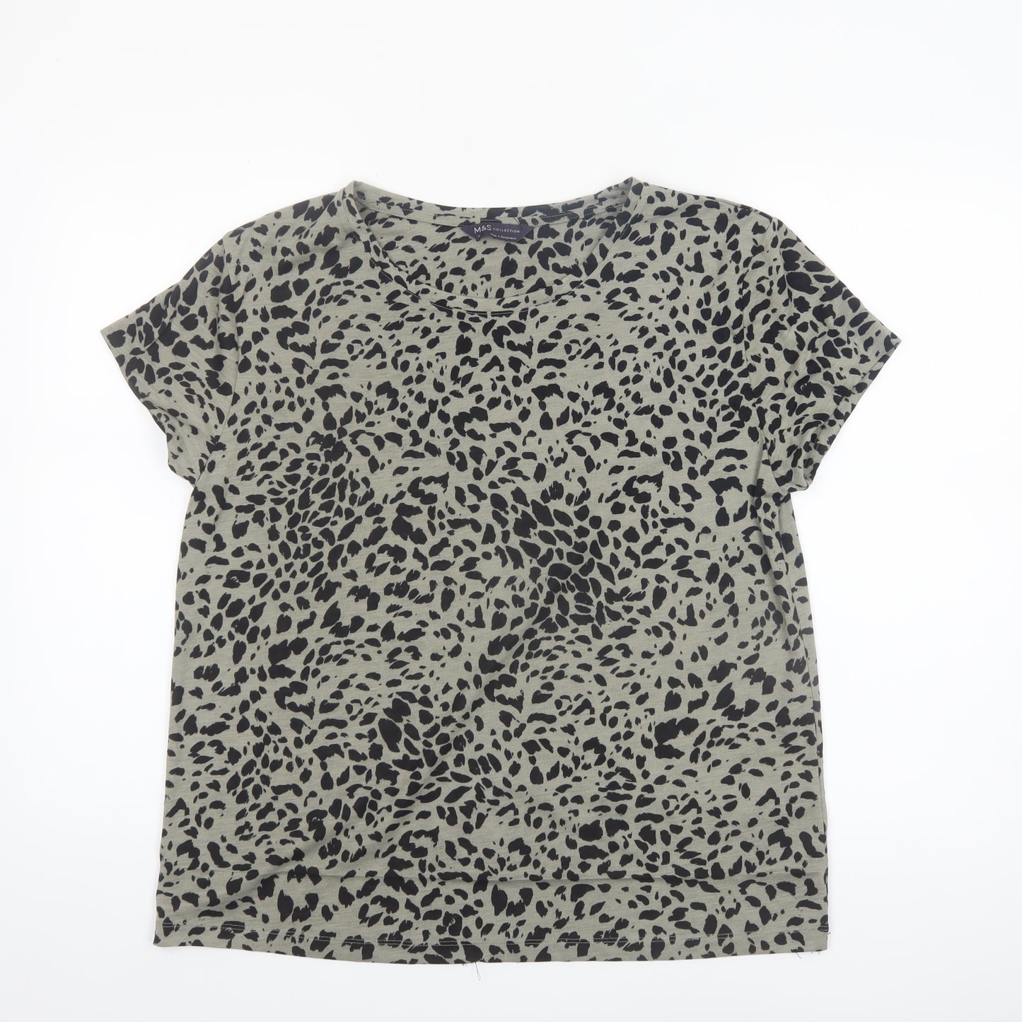 Marks and Spencer Women's Green Animal Print Jersey T-Shirt Size 12