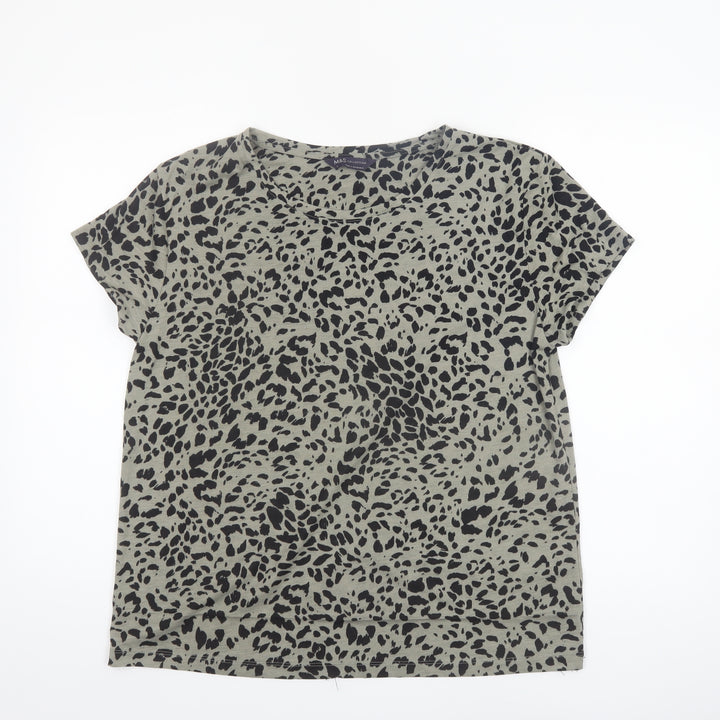Marks and Spencer Women's Green Animal Print Jersey T-Shirt Size 12