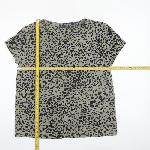 Marks and Spencer Women's Green Animal Print Jersey T-Shirt Size 12
