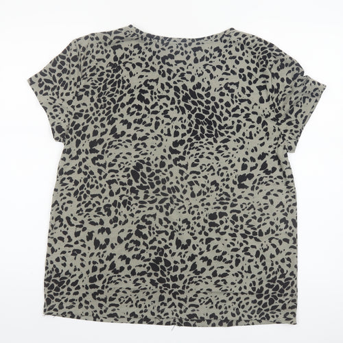 Marks and Spencer Women's Green Animal Print Jersey T-Shirt Size 12