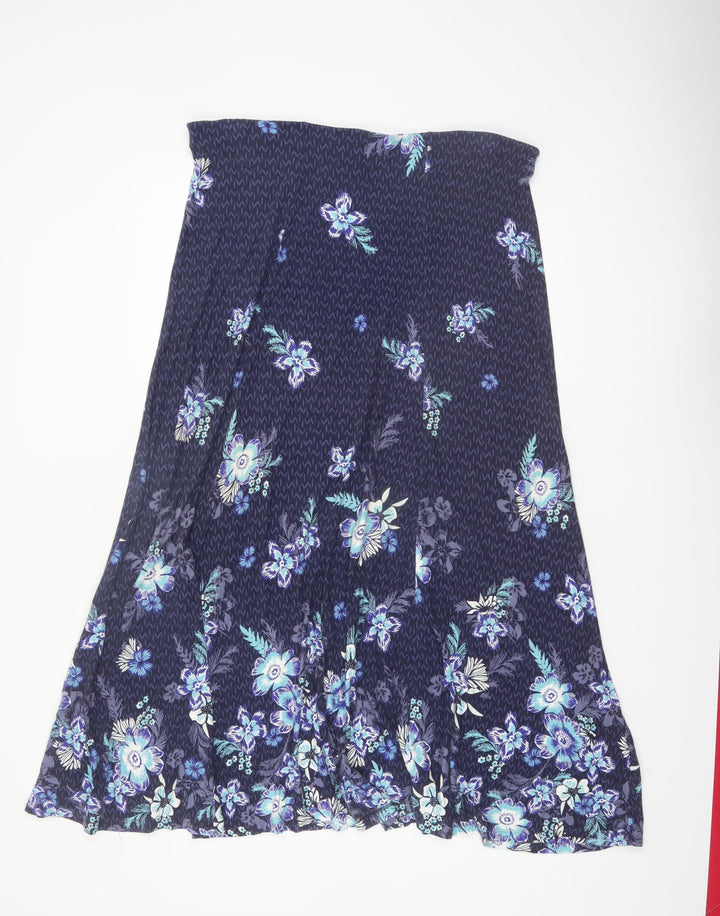 Marks and Spencer Women Blue Floral A-Line Skirt Size 16