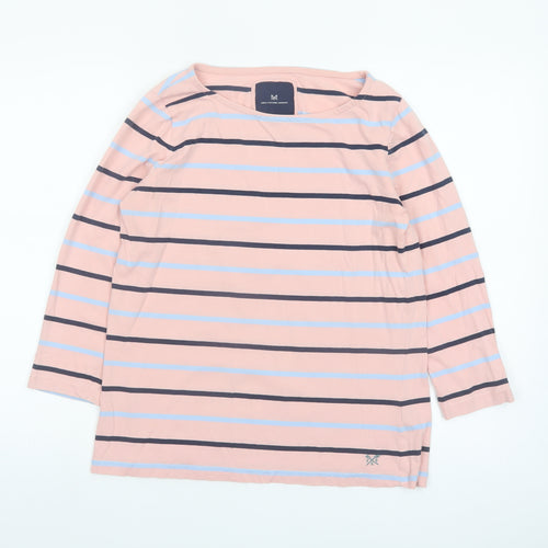 Crew Clothing Company Women's Pink Striped Cotton Long Sleeve Top Size 14