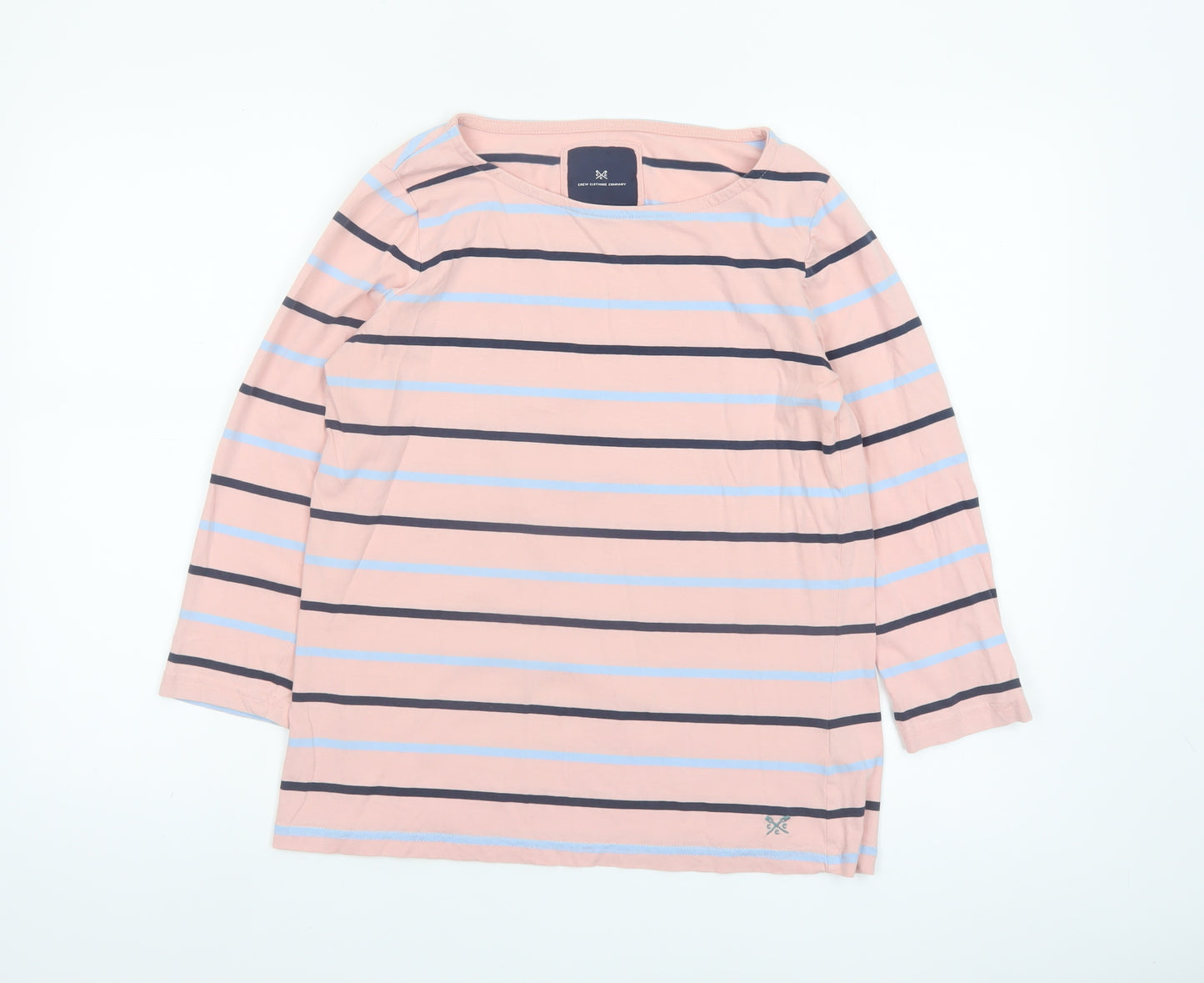Crew Clothing Company Women's Pink Striped Cotton Long Sleeve Top Size 14