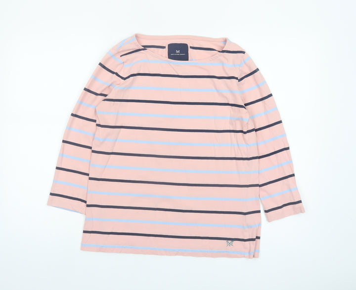 Crew Clothing Company Women's Pink Striped Cotton Long Sleeve Top Size 14