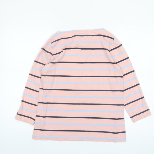 Crew Clothing Company Women's Pink Striped Cotton Long Sleeve Top Size 14