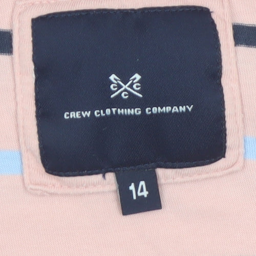 Crew Clothing Company Women's Pink Striped Cotton Long Sleeve Top Size 14