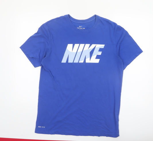 Nike Men's Blue Dri-FIT Graphic Logo T-Shirt M