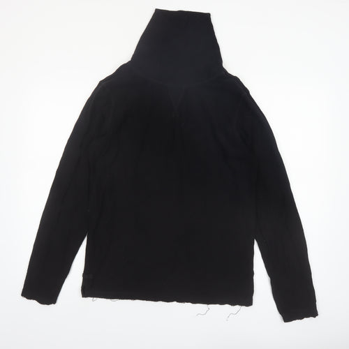 WROGN Men's Black Slim Fit High Neck Cotton Long Sleeve Top - M