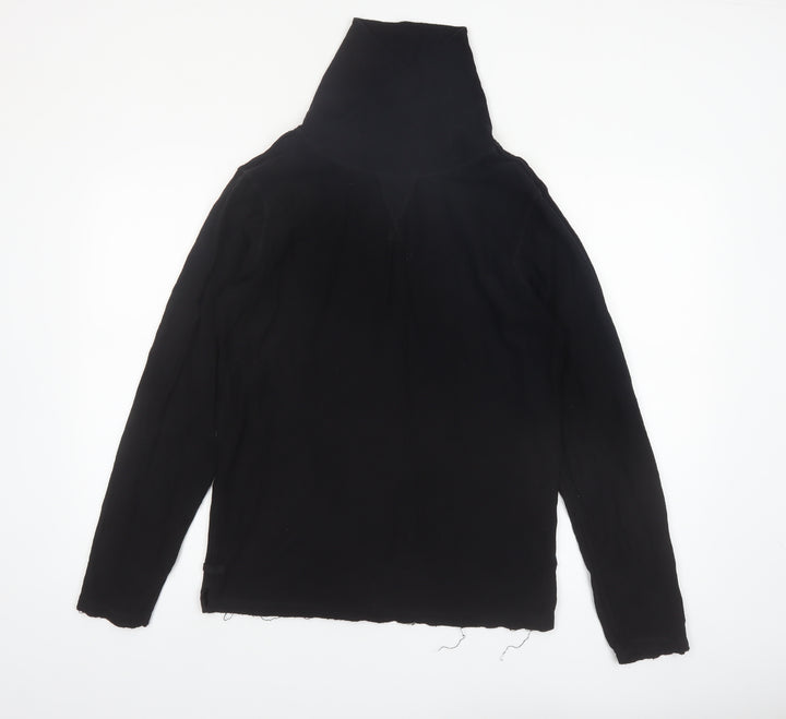 WROGN Men's Black Slim Fit High Neck Cotton Long Sleeve Top - M