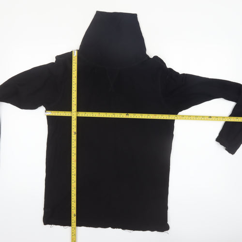 WROGN Men's Black Slim Fit High Neck Cotton Long Sleeve Top - M