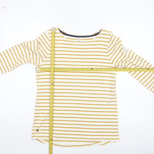 Joules Women's Yellow Striped Long Sleeve Cotton Nautical Top UK 12