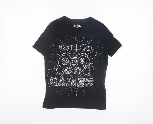 F&F Boys Black 8-9 Years Next Level Gamer Graphic Cotton T-Shirt