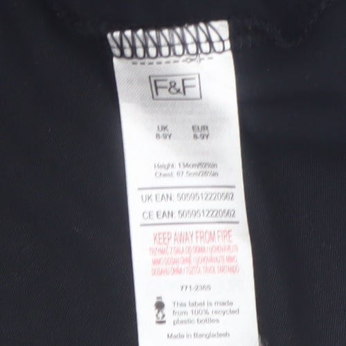 F&F Boys Black 8-9 Years Next Level Gamer Graphic Cotton T-Shirt