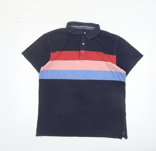 Fat Face Mens Multicoloured Stripe Cotton Polo Shirt L