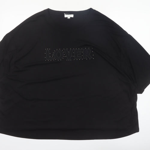 Simply Be Women’s Black Studded 'Lover' Relaxed Fit Plus Size 24 T-Shirt