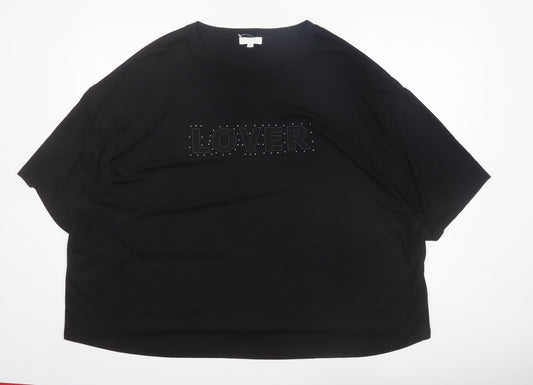 Simply Be Women’s Black Studded 'Lover' Relaxed Fit Plus Size 24 T-Shirt