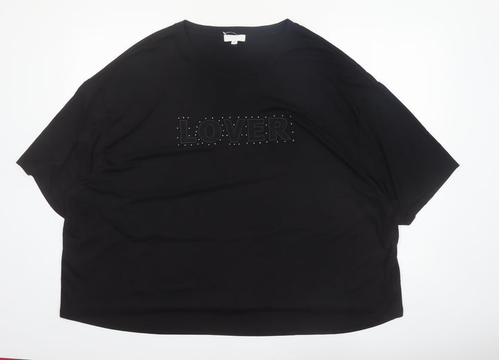 Simply Be Women’s Black Studded 'Lover' Relaxed Fit Plus Size 24 T-Shirt