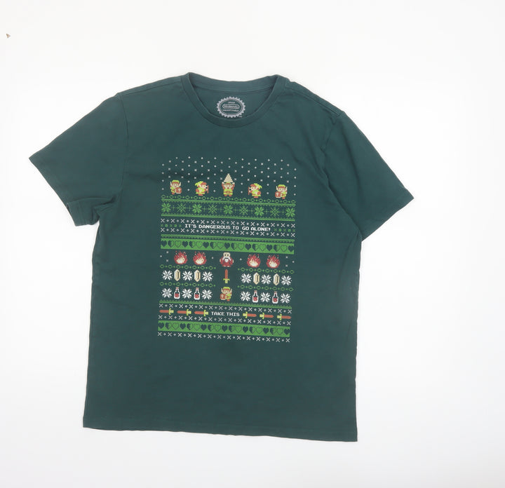 Nintendo Men Green Graphic Print The Legend of Zelda T-Shirt Size M