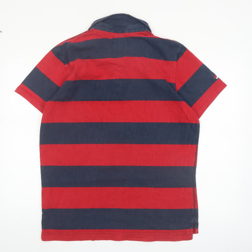 Superdry Men’s Red and Navy Striped 2XL Polo Shirt