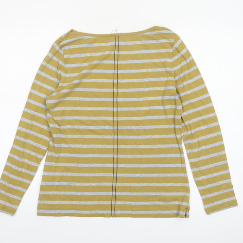 White Stuff Women’s Yellow Striped Long Sleeve Cotton Modal Top Size 14