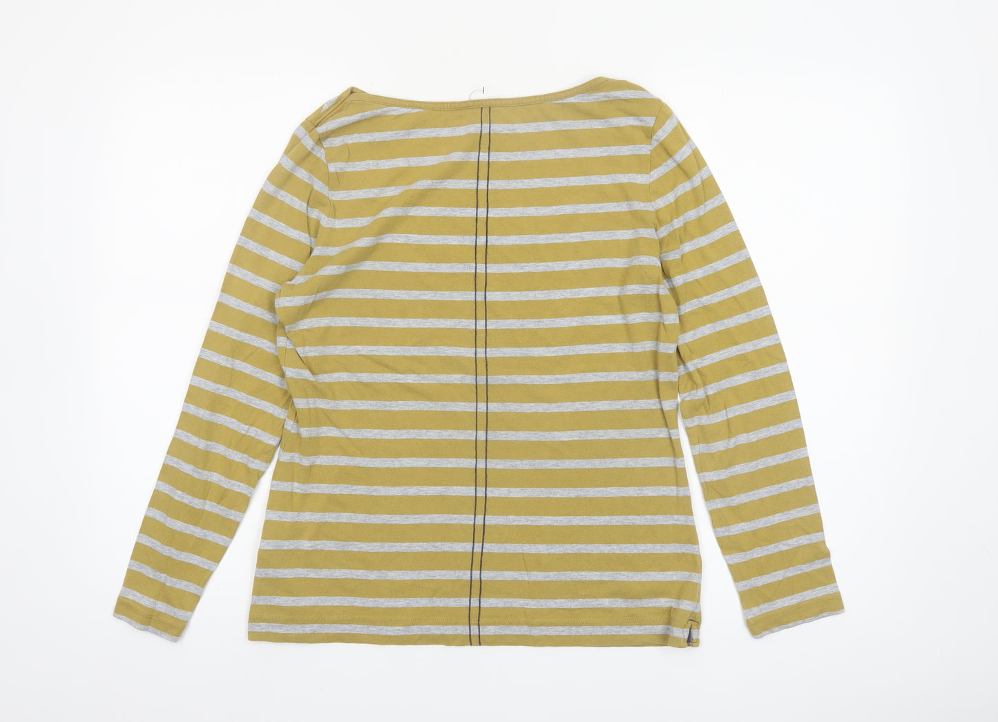 White Stuff Women’s Yellow Striped Long Sleeve Cotton Modal Top Size 14