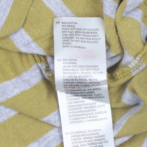 White Stuff Women’s Yellow Striped Long Sleeve Cotton Modal Top Size 14