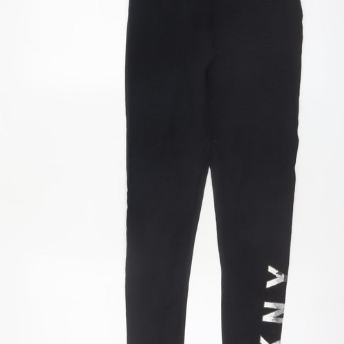 DKNY Womens Black Sports Logo Leggings Size S Stretch Cotton