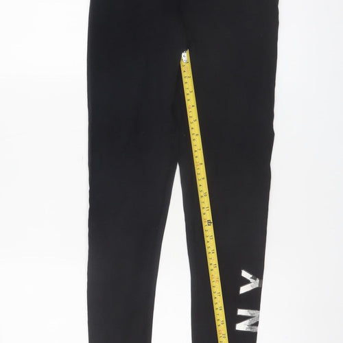 DKNY Womens Black Sports Logo Leggings Size S Stretch Cotton
