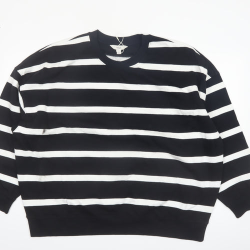 Marks and Spencer Women Black White Stripe Pullover Sweatshirt XL