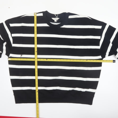 Marks and Spencer Women Black White Stripe Pullover Sweatshirt XL