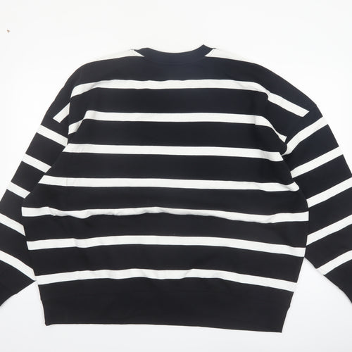 Marks and Spencer Women Black White Stripe Pullover Sweatshirt XL
