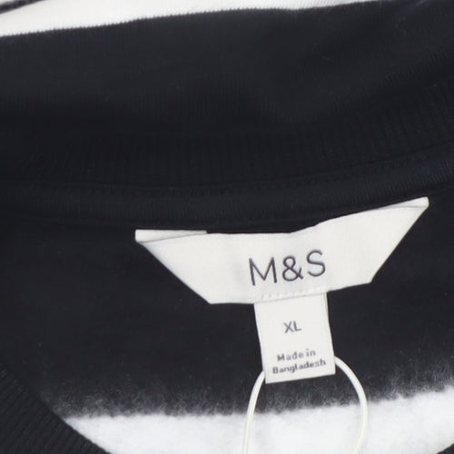 Marks and Spencer Women Black White Stripe Pullover Sweatshirt XL