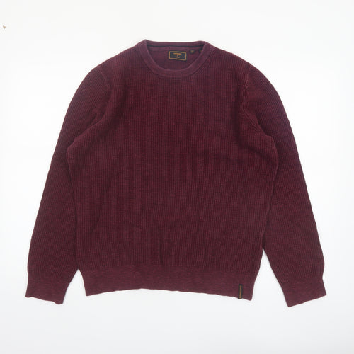 Superdry Men's Red Cotton Crew Neck Jumper Size M