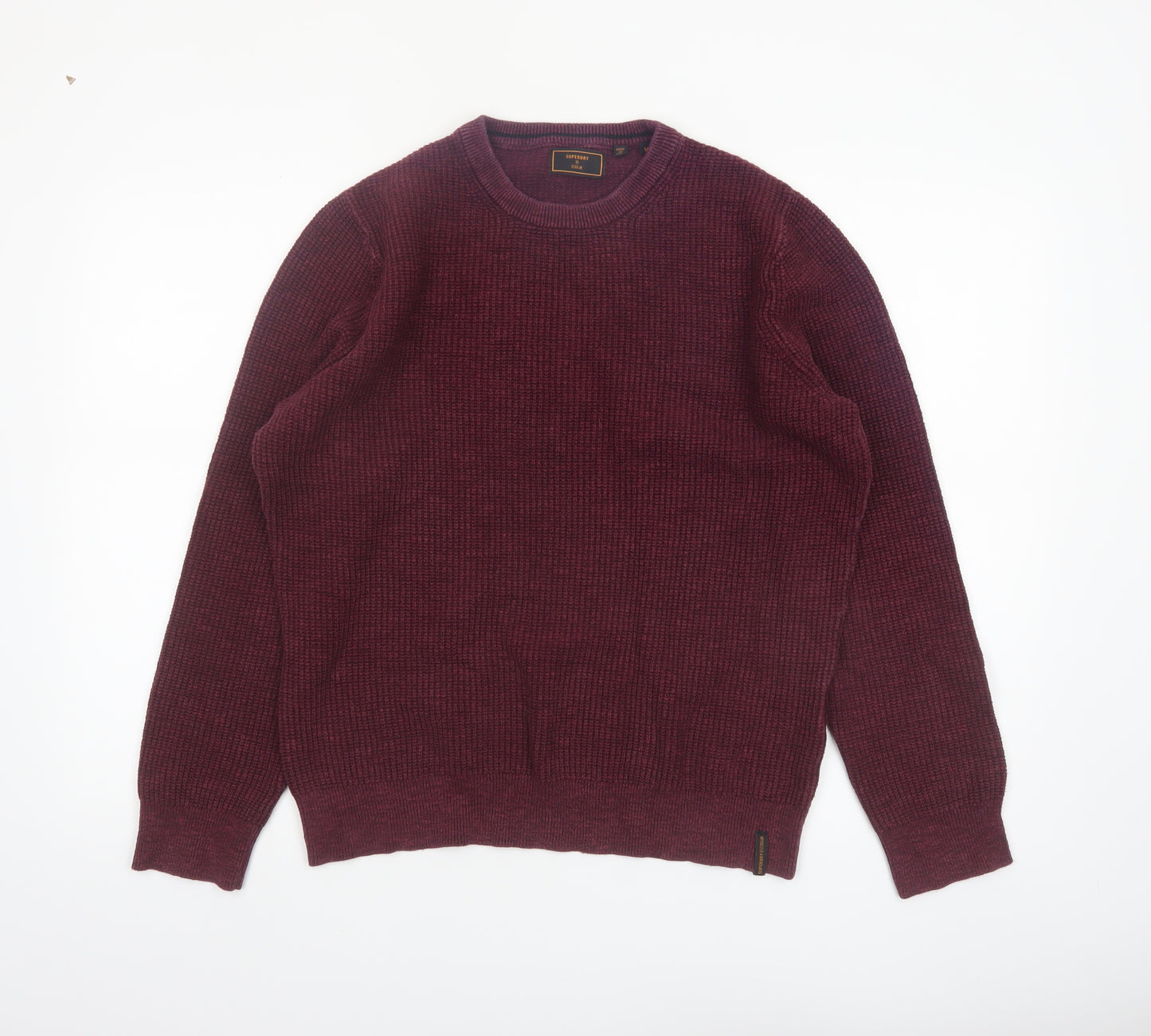 Superdry Men's Red Cotton Crew Neck Jumper Size M