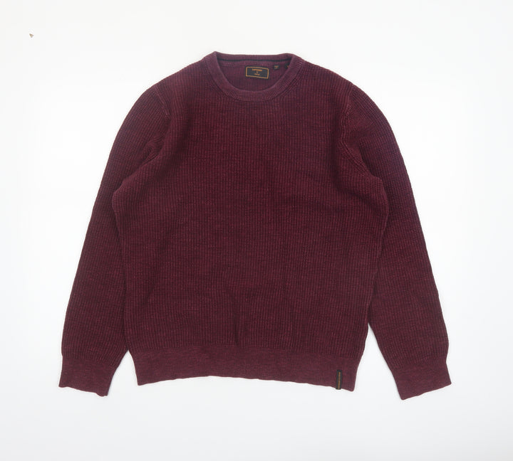 Superdry Men's Red Cotton Crew Neck Jumper Size M