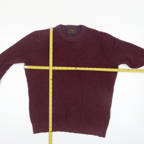 Superdry Men's Red Cotton Crew Neck Jumper Size M