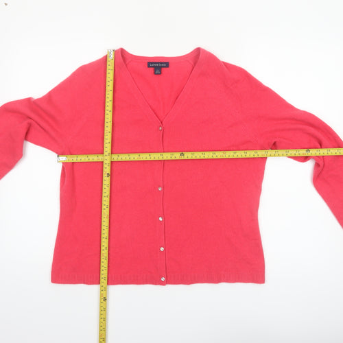 Lands' End Women's Pink 100% Cashmere V-Neck Cardigan Jumper L