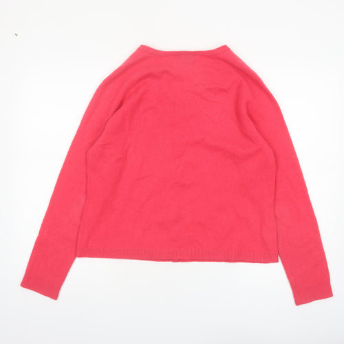 Lands' End Women's Pink 100% Cashmere V-Neck Cardigan Jumper L