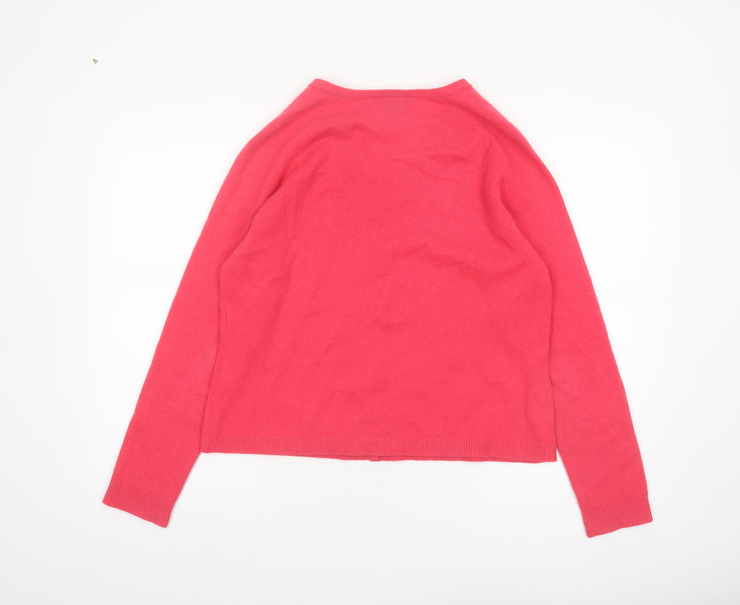 Lands' End Women's Pink 100% Cashmere V-Neck Cardigan Jumper L