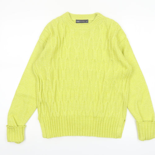 Marks and Spencer Womens Yellow Cable Knit Jumper Size S