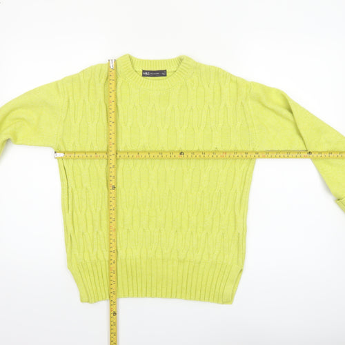 Marks and Spencer Womens Yellow Cable Knit Jumper Size S