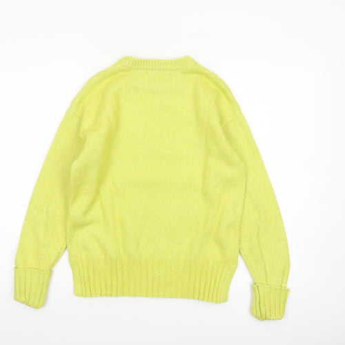 Marks and Spencer Womens Yellow Cable Knit Jumper Size S