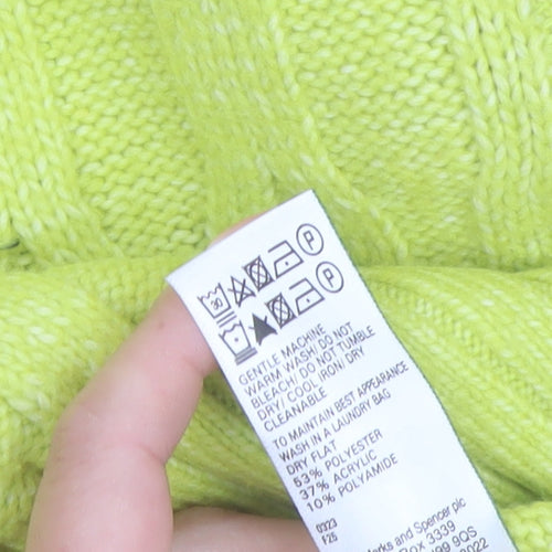 Marks and Spencer Womens Yellow Cable Knit Jumper Size S
