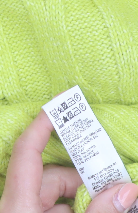 Marks and Spencer Womens Yellow Cable Knit Jumper Size S
