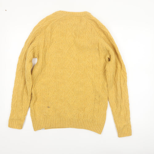 Norse Projects Men's Yellow Cable-Knit Wool Jumper XS