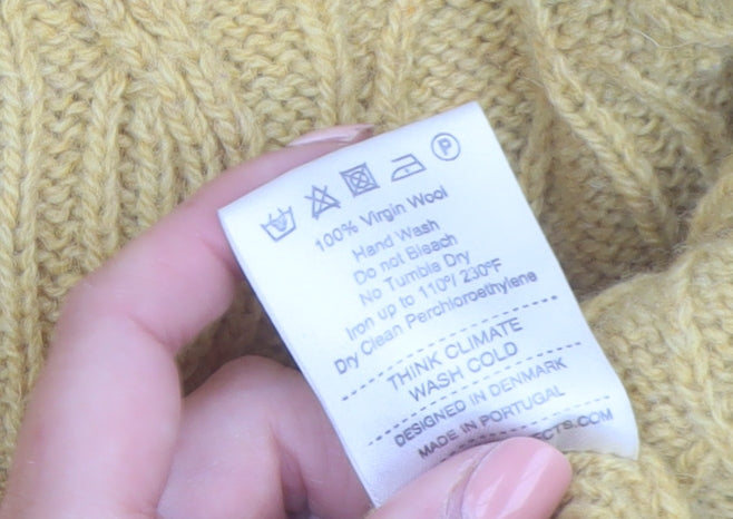 Norse Projects Men's Yellow Cable-Knit Wool Jumper XS