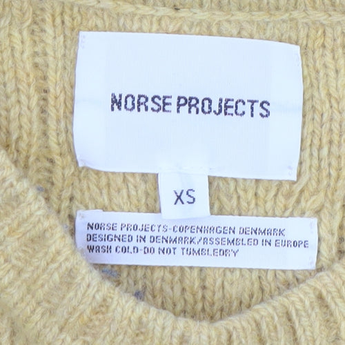 Norse Projects Men's Yellow Cable-Knit Wool Jumper XS