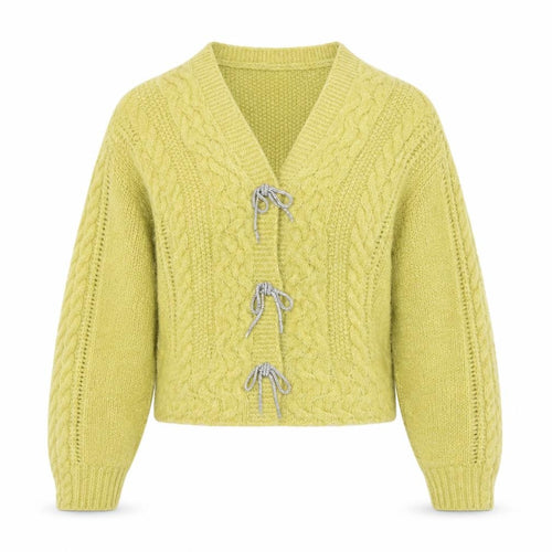Next Women’s Green XS Cable Knit Bow Cardigan Jumper